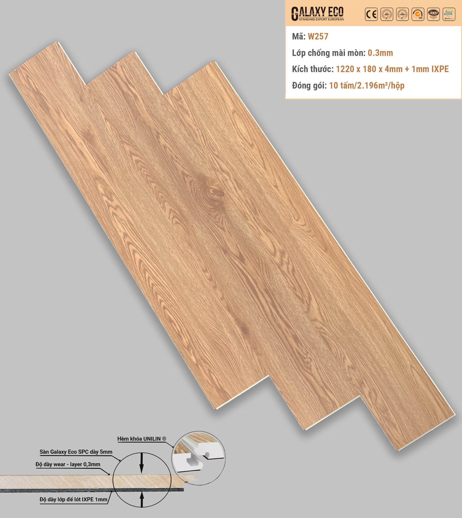 Galaxy Eco Premium W257 Click-lock Vinyl Flooring