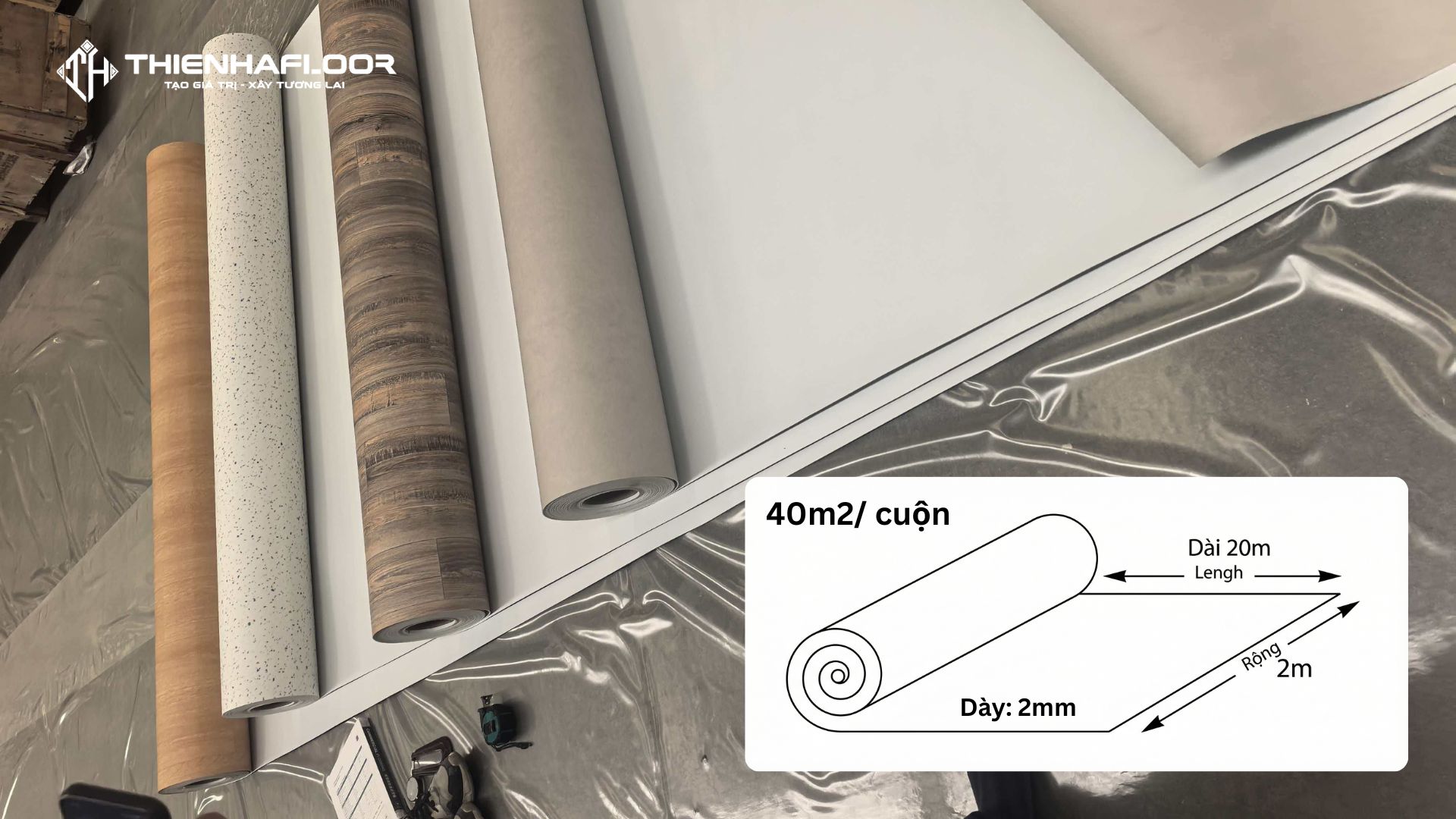 Sàn Vinyl Cuộn Có Khổ Rộng 2m, Dài 20m Và Dày 2mm