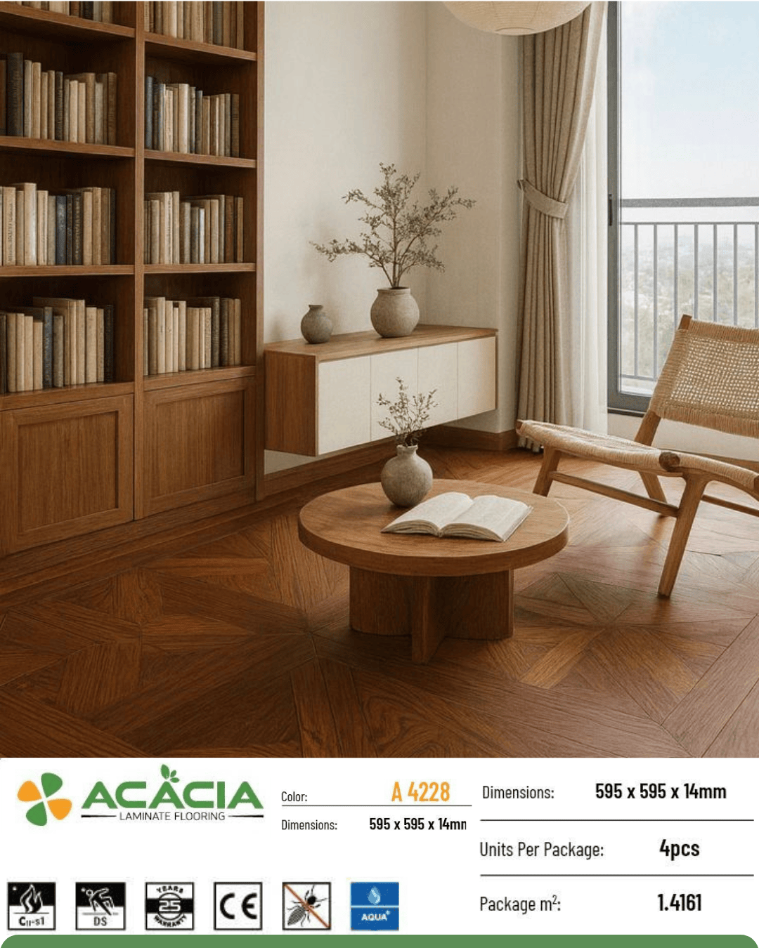 Acacia A4228 Patterned Laminate Flooring 14mm