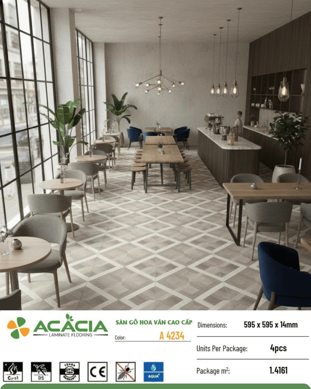 Acacia A4234 Patterned Laminate Flooring 14mm