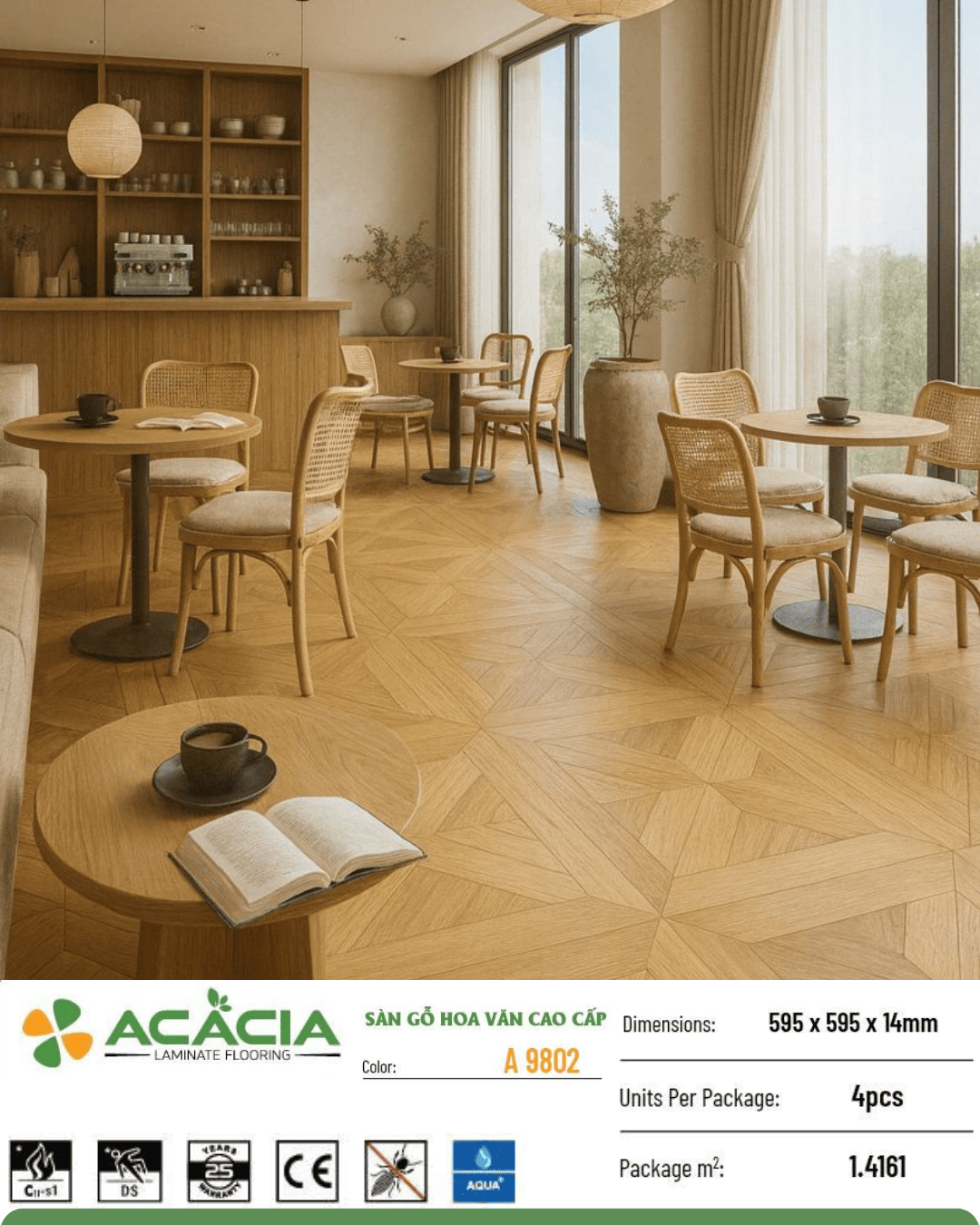 Acacia A9802 Patterned Laminate Flooring 14mm