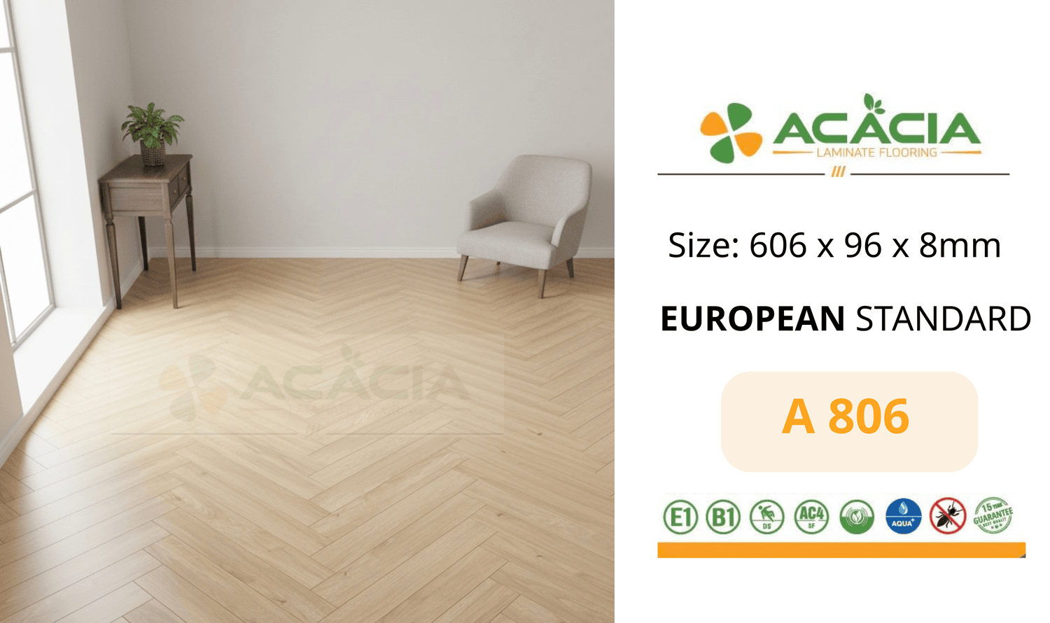 Acacia A806 Herringbone Laminate Flooring