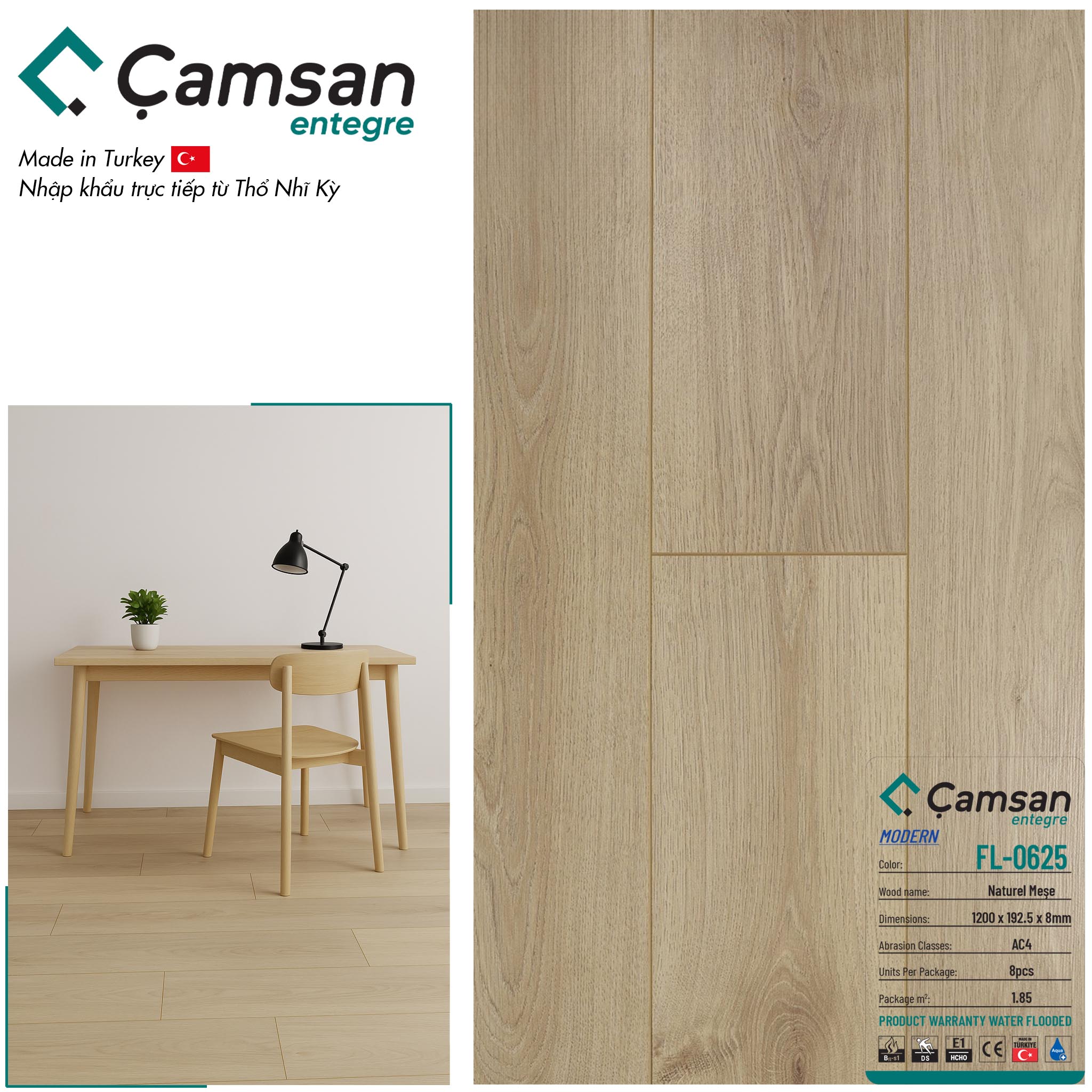 Sàn gỗ Camsan Morden 8mm FL0625