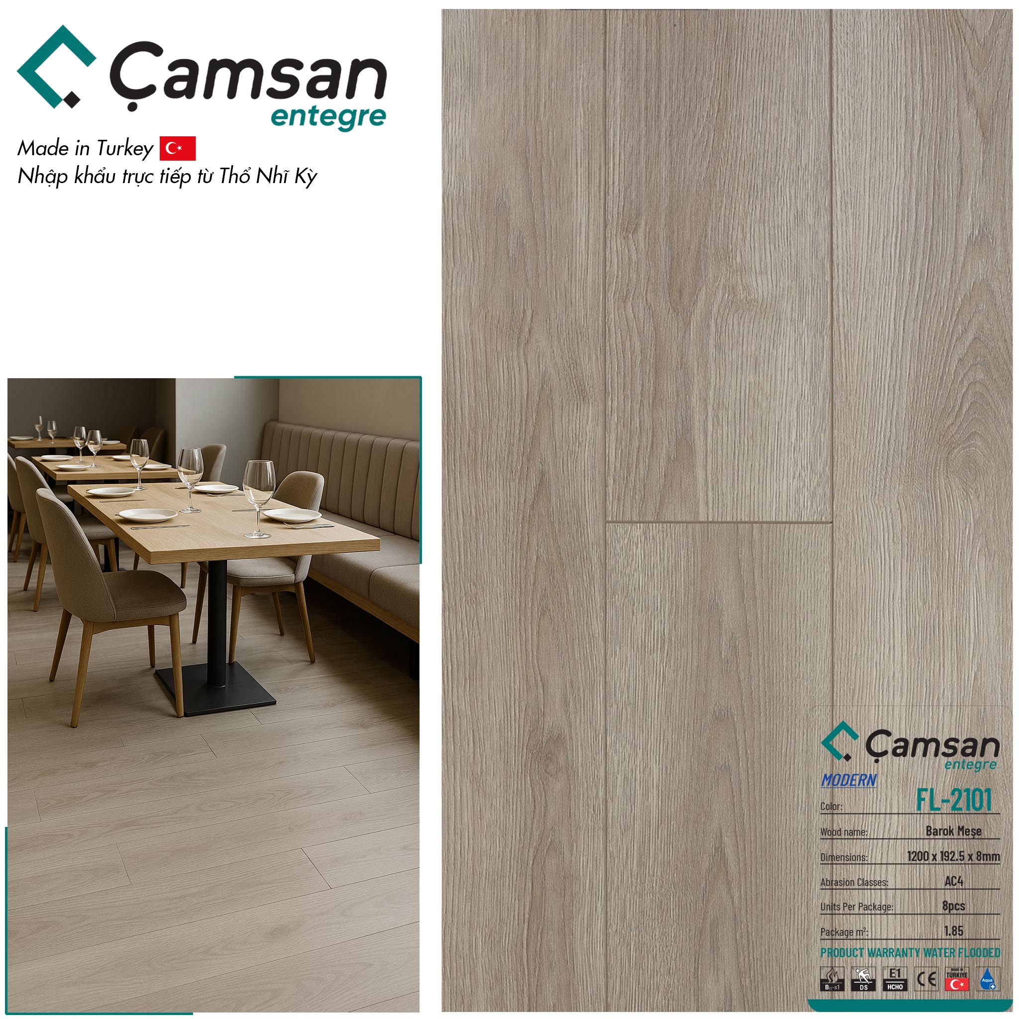 Sàn gỗ Camsan Morden 8mm FL2101