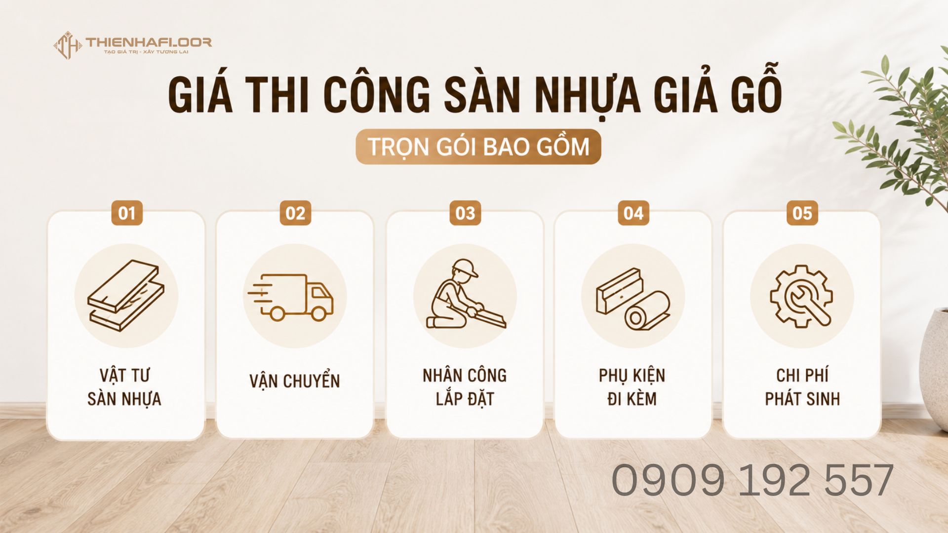 Chi tiết 5 hạng mục chính trong giá thi công sàn nhựa giả gỗ trọn gói