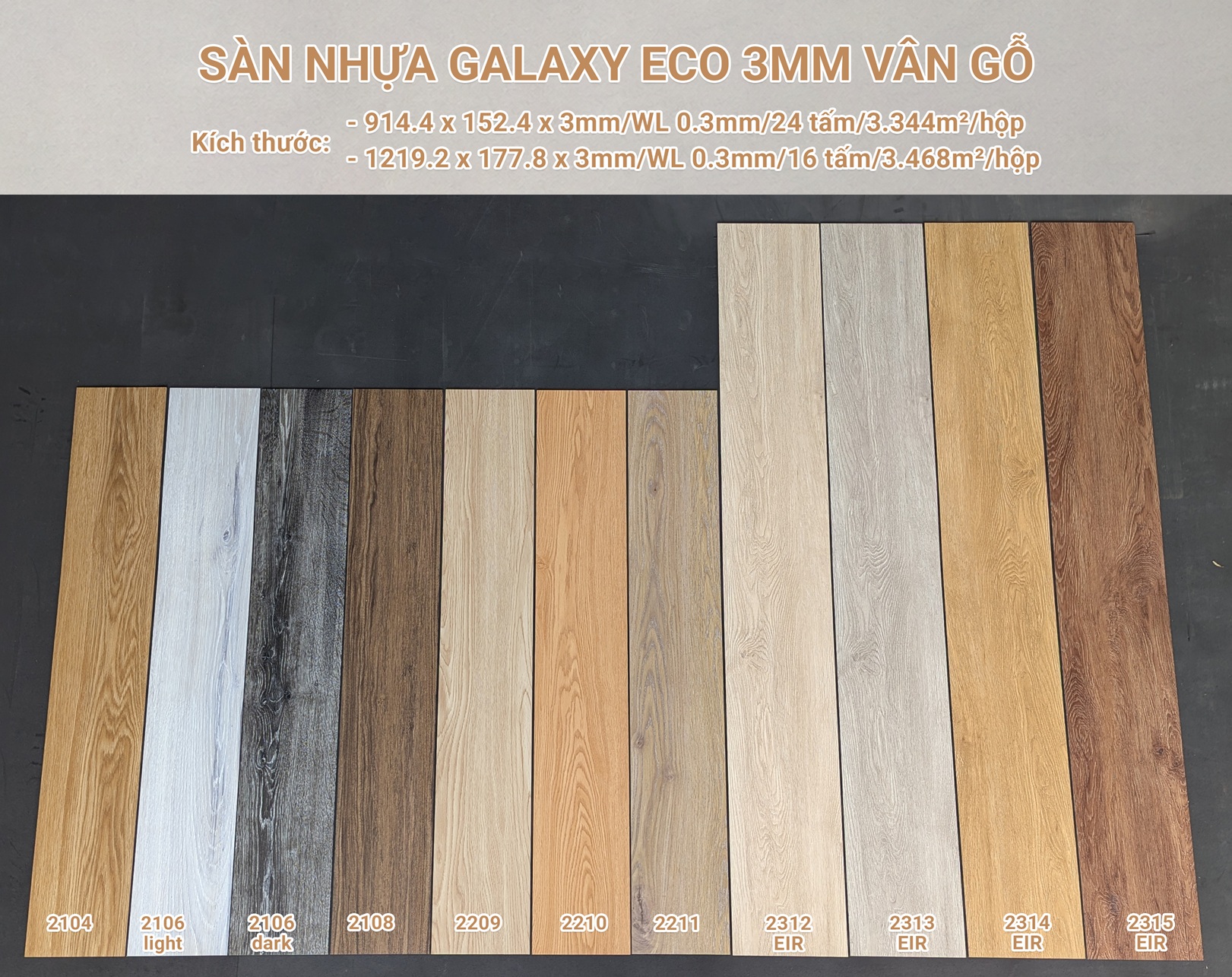 Sàn nhựa giả gỗ dán keo Galaxy Eco 3mm