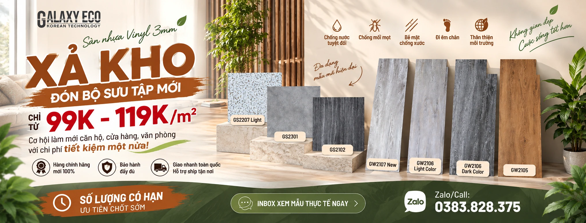 Khuyến mãi sàn nhựa dán keo Galaxy Eco