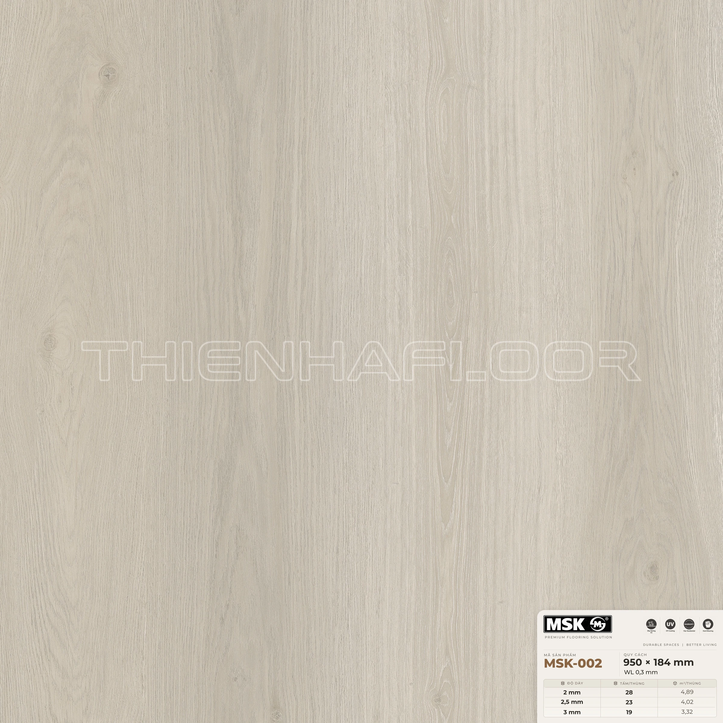 Sàn nhựa Galaxy MSK-002 giả gỗ tông sáng ấm — ảnh tham khảo bề mặt