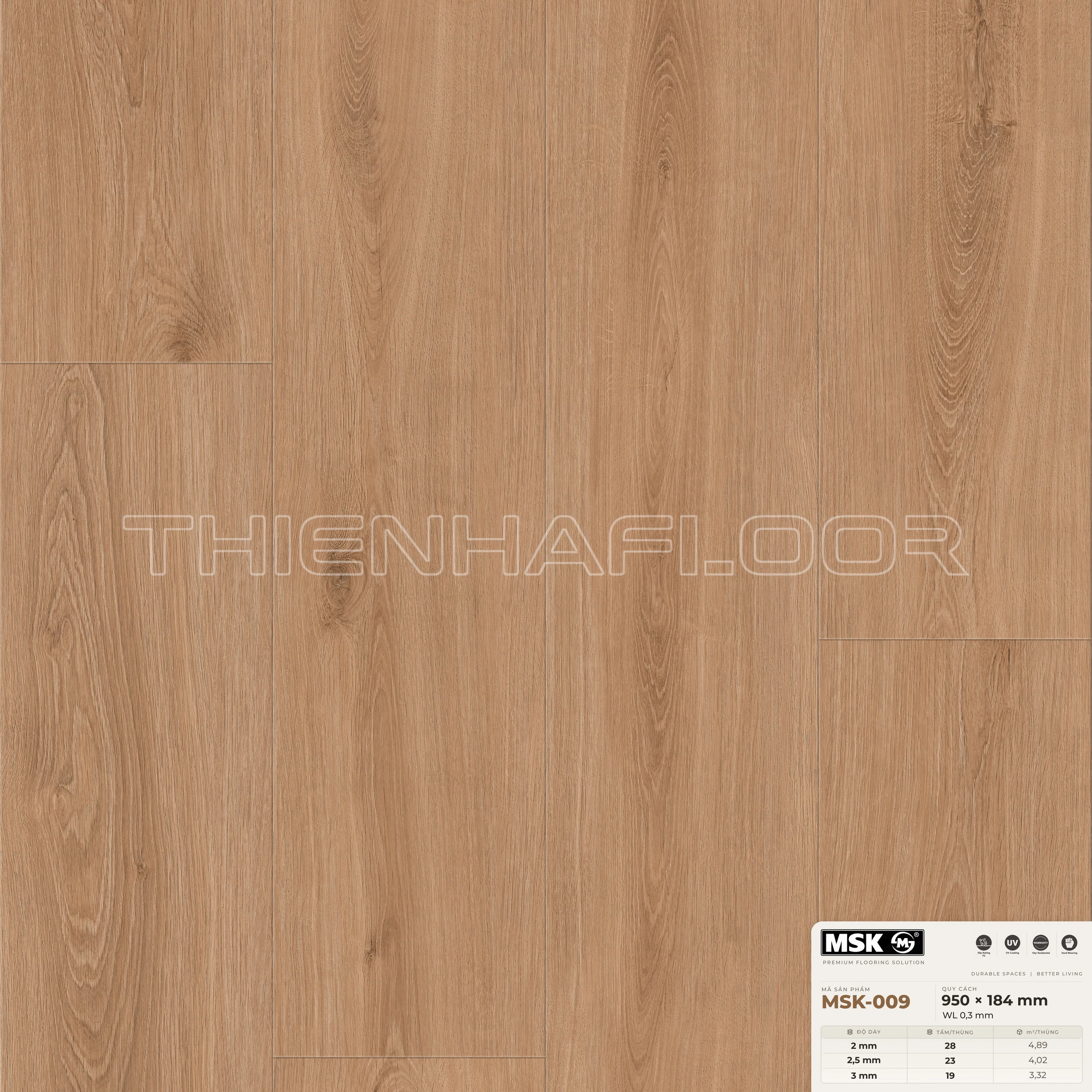 Sàn nhựa Galaxy MSK-009 giả gỗ tông trung tính ấm