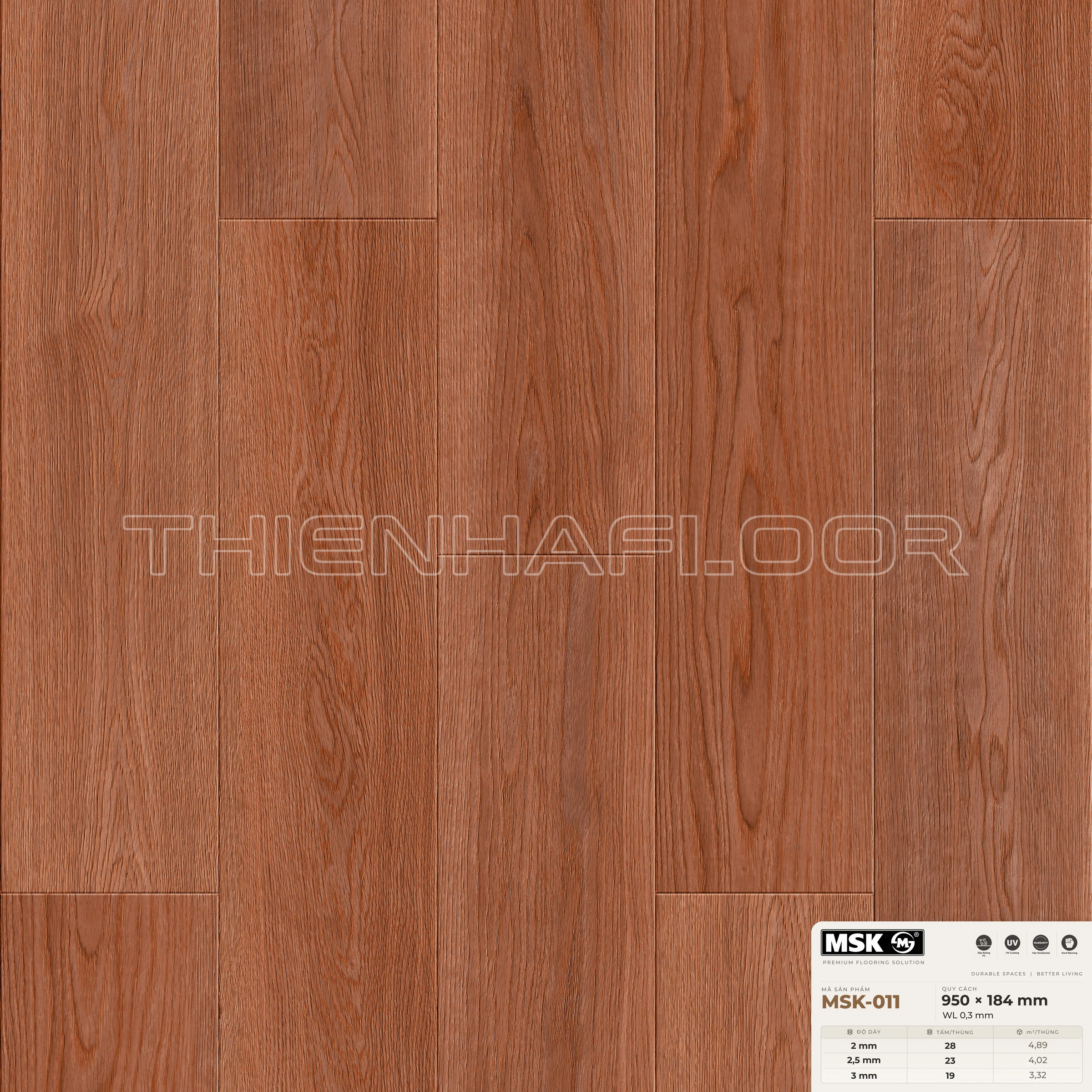 Sàn nhựa Galaxy MSK-011 giả gỗ tông tối ấm