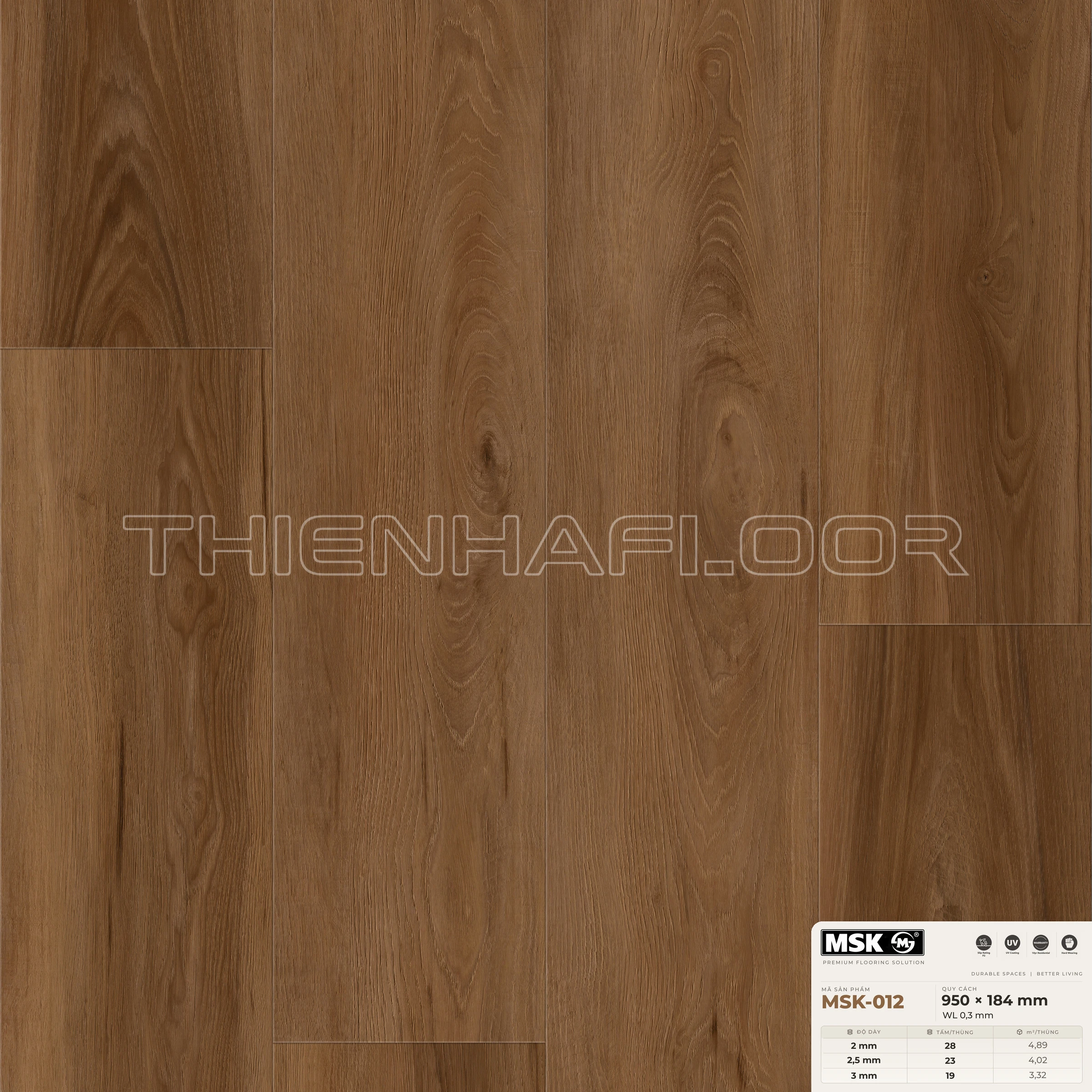 Sàn nhựa Galaxy MSK-012 giả gỗ tông tối ấm