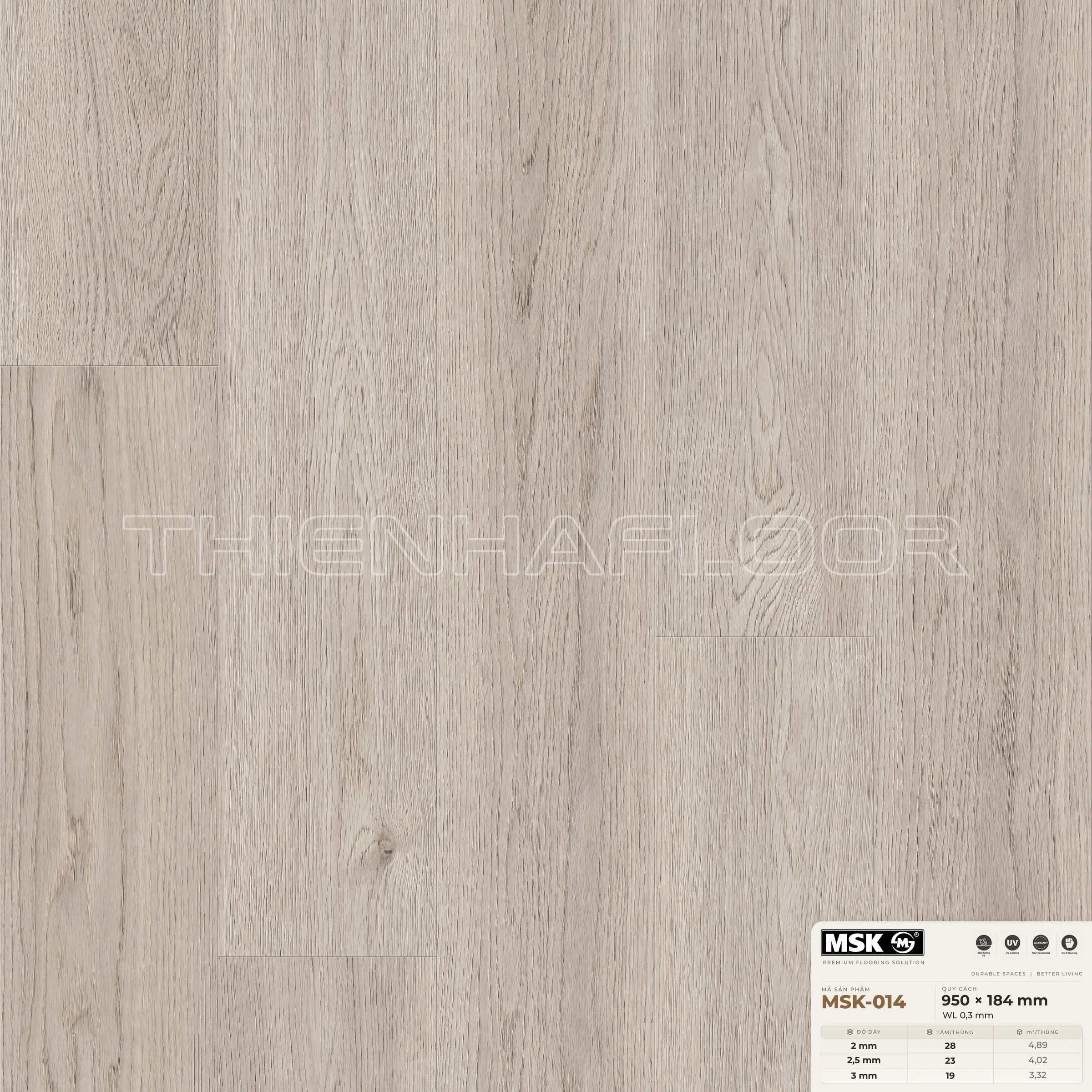 Sàn nhựa Galaxy MSK-014 giả gỗ tông sáng ấm