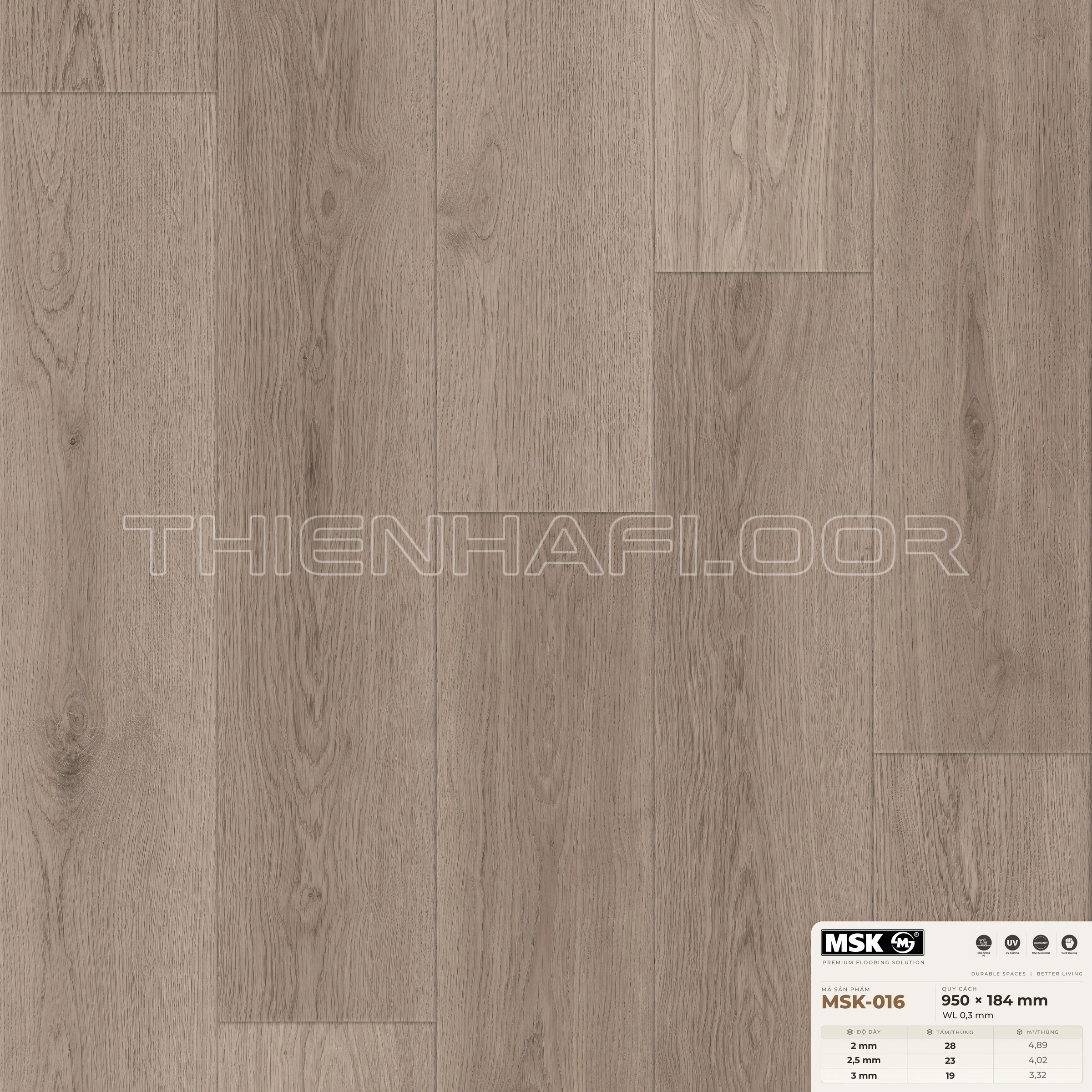 Sàn nhựa Galaxy MSK-016 giả gỗ tông trung tính ấm