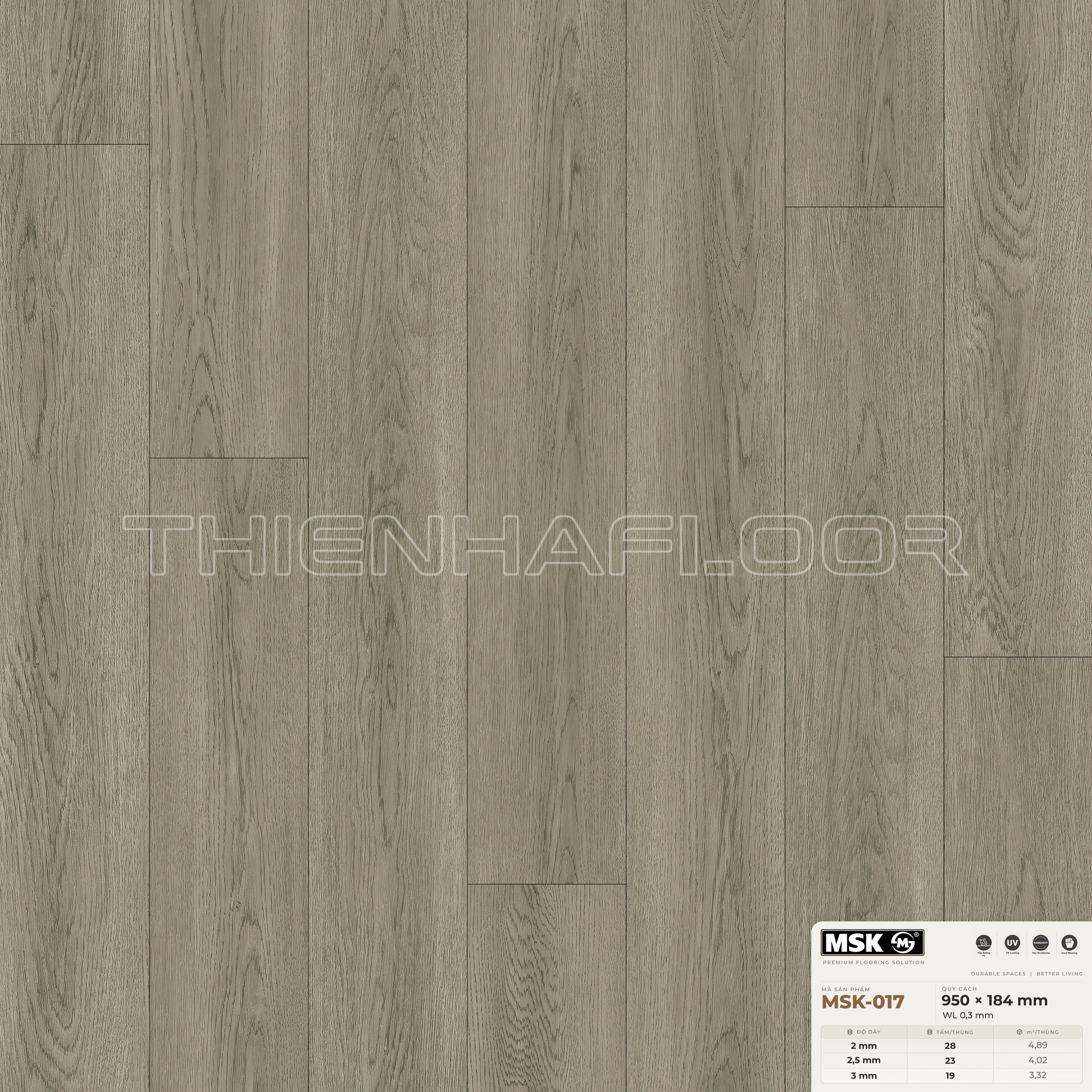 Sàn nhựa Galaxy MSK-017 giả gỗ tông trung tính ấm