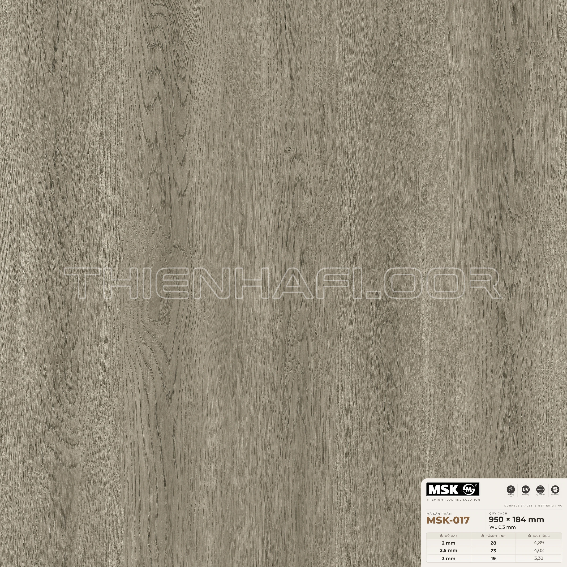 Sàn nhựa Galaxy MSK-017 giả gỗ tông trung tính ấm — ảnh tham khảo bề mặt