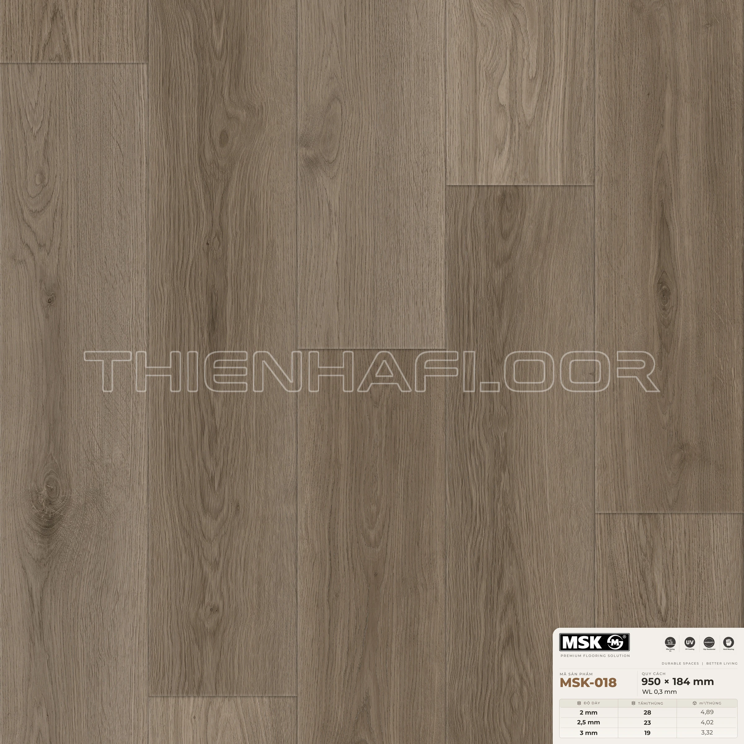 Sàn nhựa Galaxy MSK-018 giả gỗ tông trung tính ấm