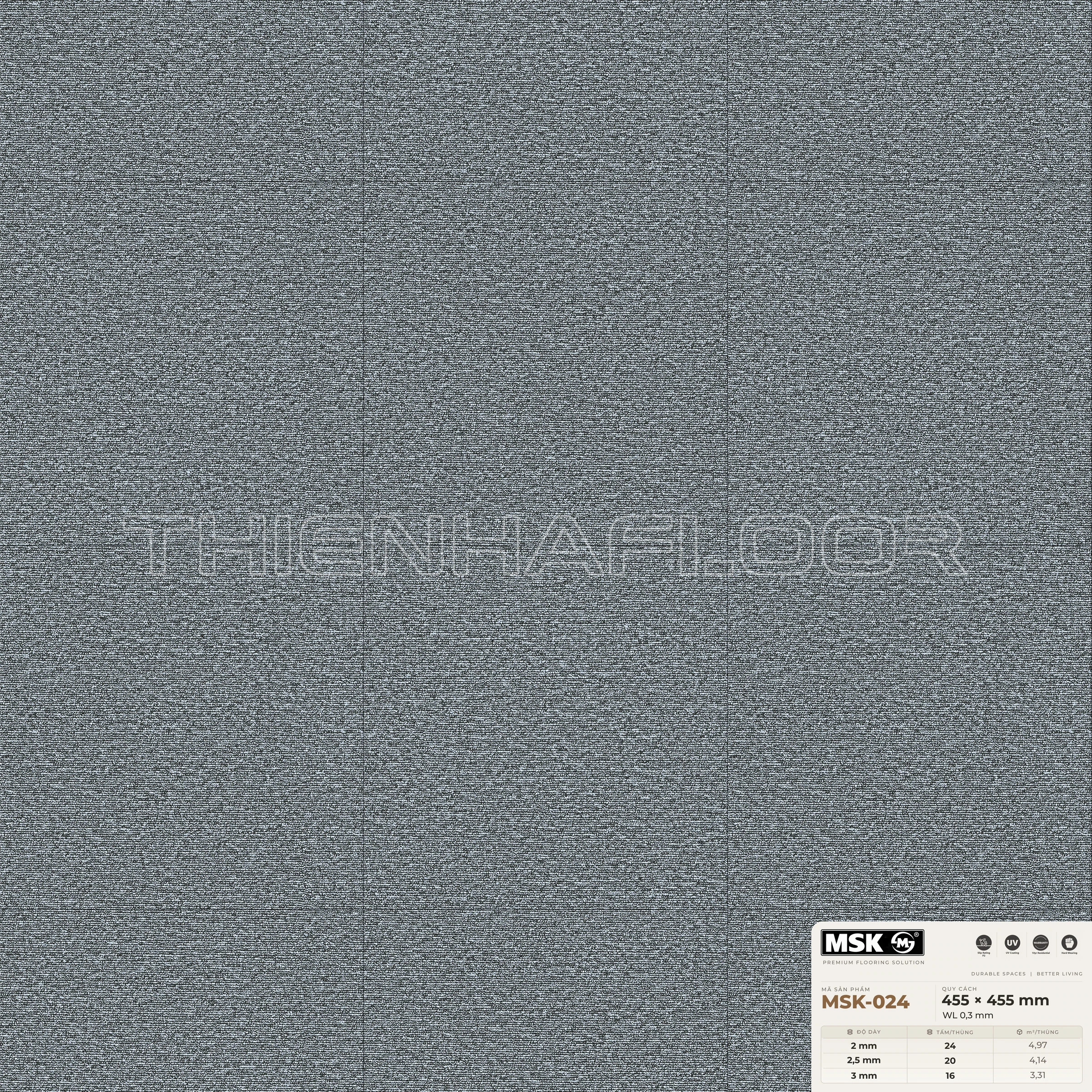 Sàn nhựa Galaxy MSK-024 giả thảm tông trung tính lạnh