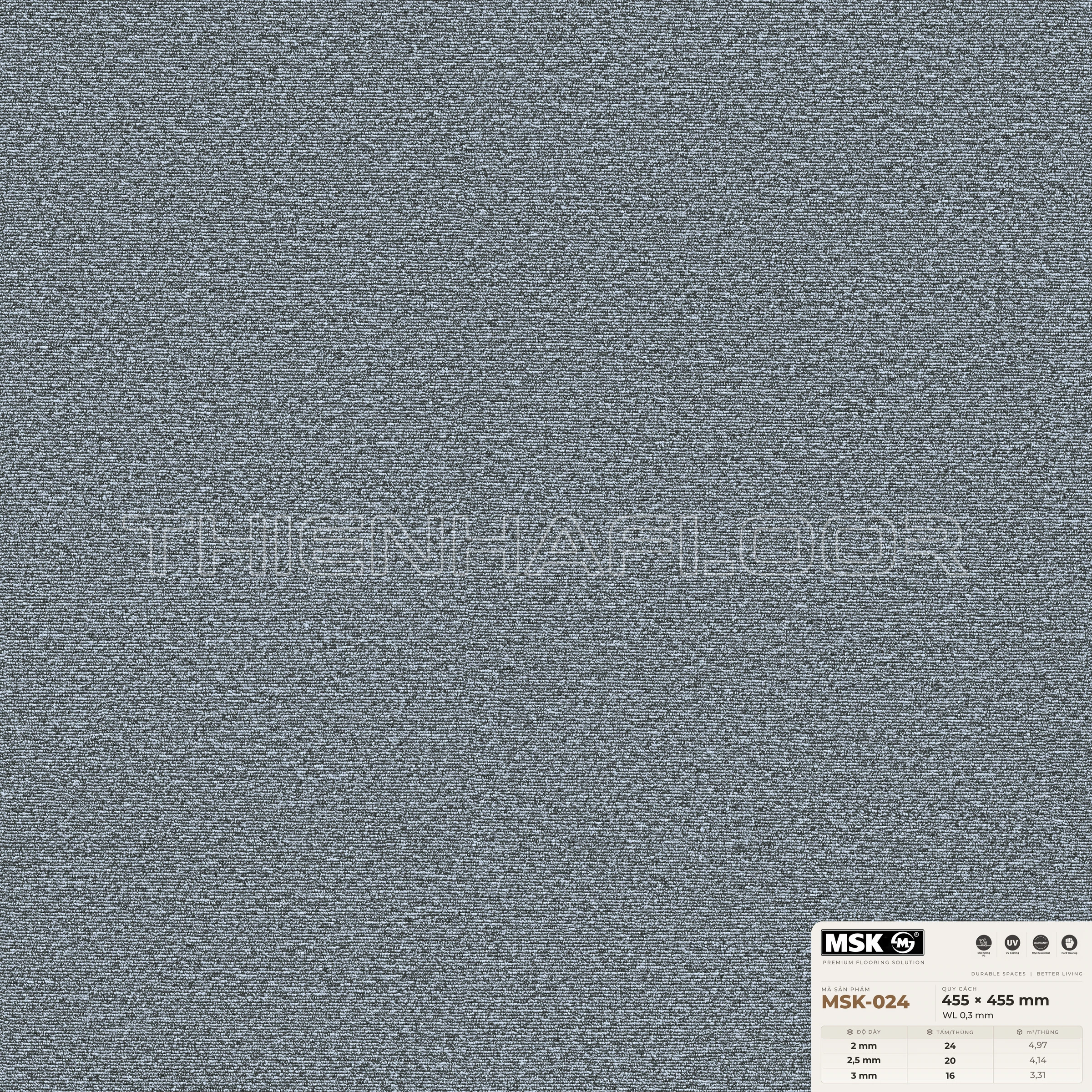 Sàn nhựa Galaxy MSK-024 giả thảm tông trung tính lạnh — ảnh tham khảo bề mặt