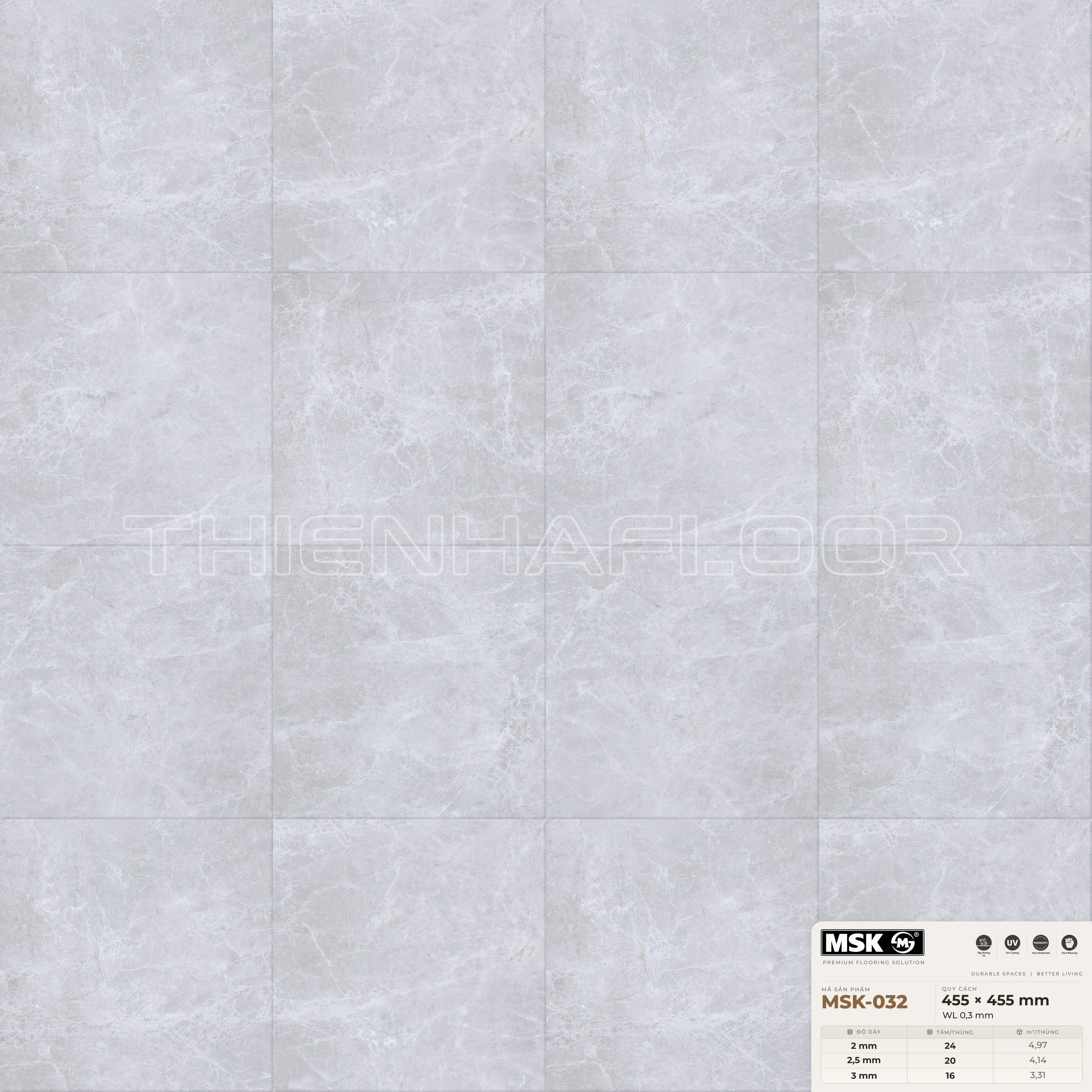 Sàn nhựa Galaxy MSK-032 giả đá tông sáng lạnh