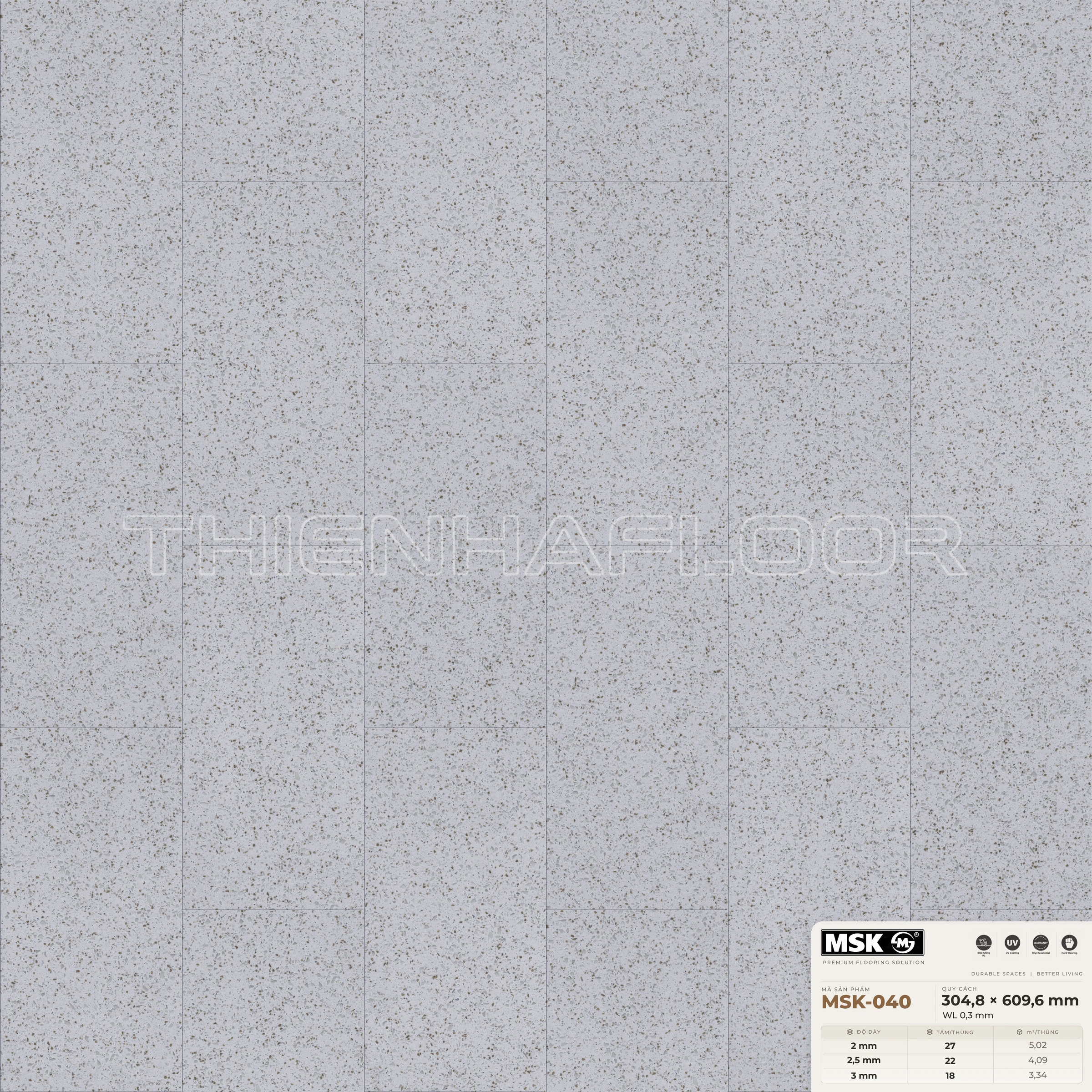 Sàn nhựa Galaxy MSK-040 giả đá tông sáng