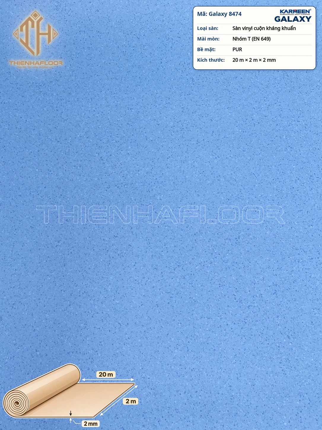 Sàn vinyl cuộn kháng khuẩn Karmeen Galaxy 8474